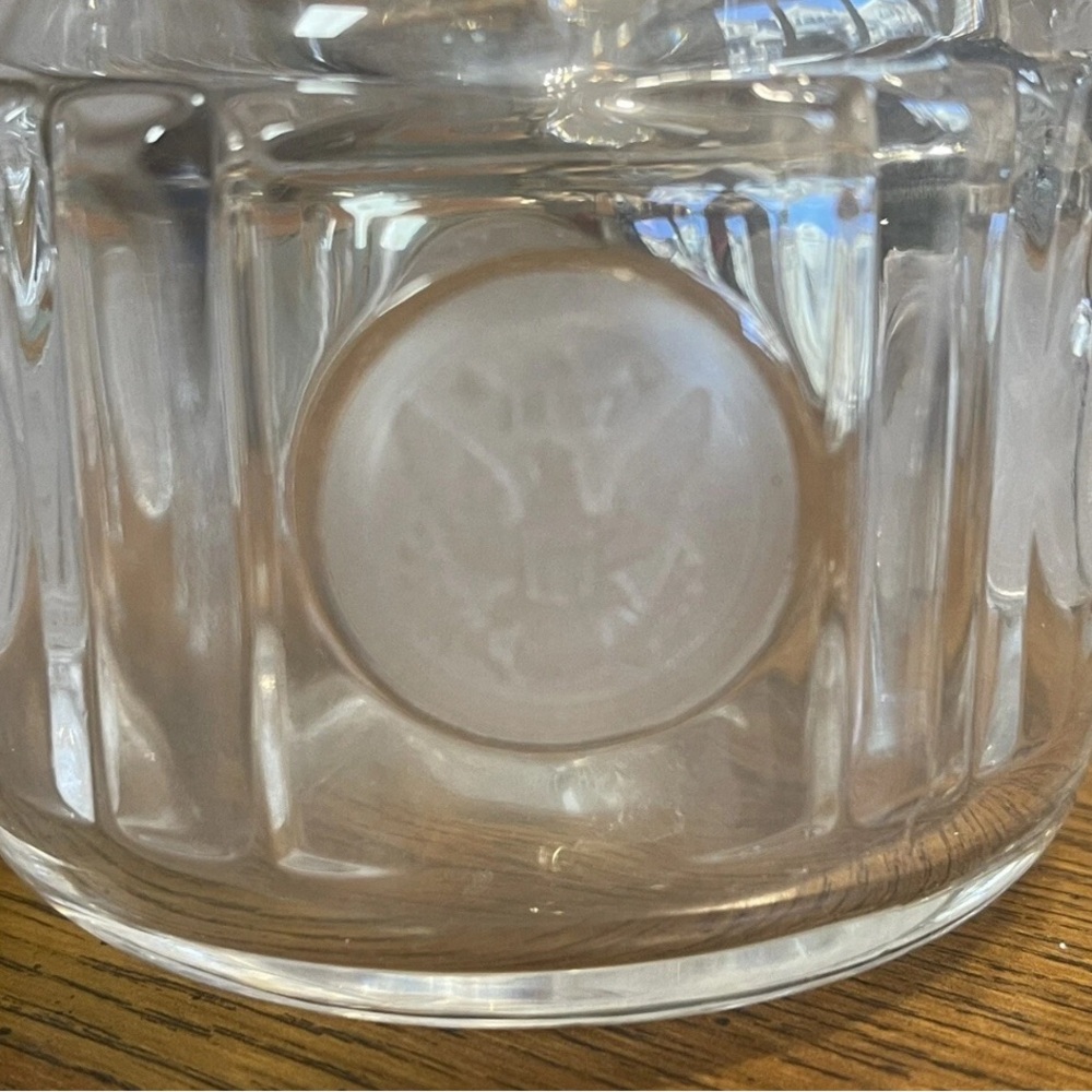 Vintage Fostoria Clear Coin Open Glass Dish Jam Jelly Compote & Cruet w/ Stopper - Picture 7 of 11
